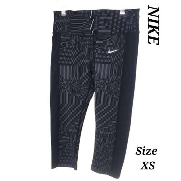 Nike Power Epic Lux Flash Cropped Leggings Dri-Fit Patterned Womens Capri XS - Picture 1 of 5